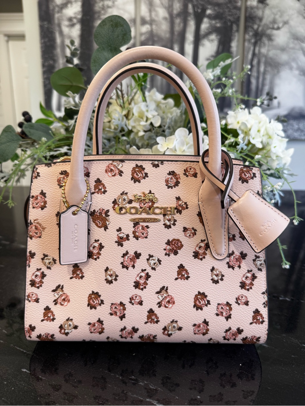 Coach Andrea Carryall Cz314 Blush Multi Floral Satchel Crossbody Nwt